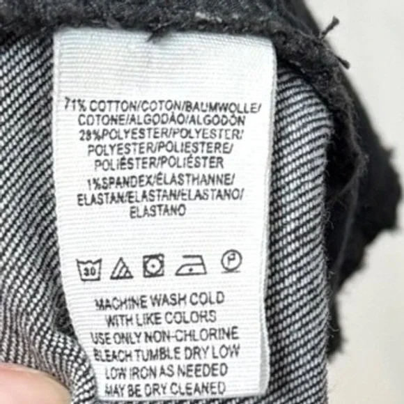 FREE PEOPLE Denim Super Flare Bandana Jeans, Black, Distressed Hem, Size 27 - Picture 10 of 10